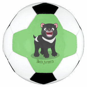 Cute hungry Tasmanian devil cartoon illustration Football