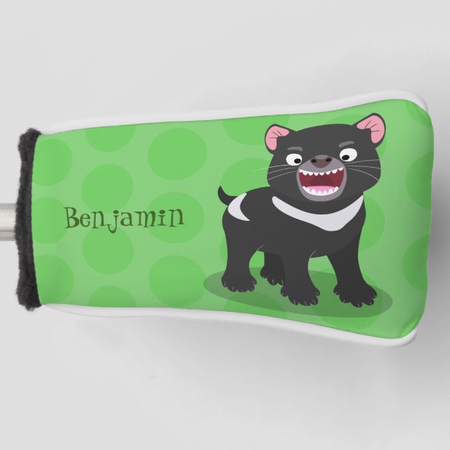 Cute hungry Tasmanian devil cartoon illustration Golf Head Cover (Front)