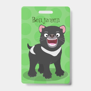 Cute hungry Tasmanian devil cartoon illustration ID Badge