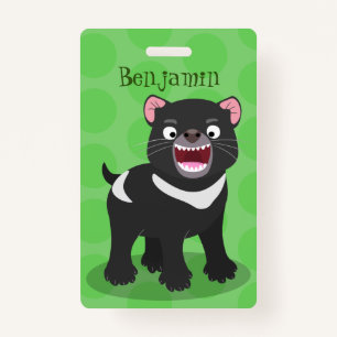 Cute hungry Tasmanian devil cartoon illustration ID Badge