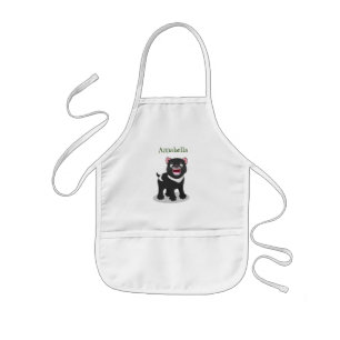 Cute hungry Tasmanian devil cartoon illustration Kids Apron
