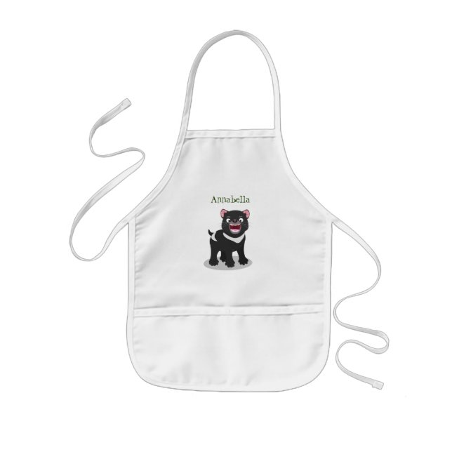 Cute hungry Tasmanian devil cartoon illustration Kids Apron (Front)