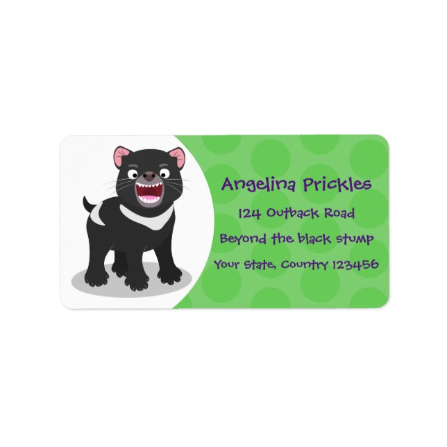 Cute hungry Tasmanian devil cartoon illustration Label (Front)
