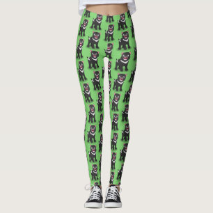 Cute hungry Tasmanian devil cartoon illustration Leggings