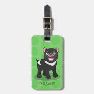 Cute hungry Tasmanian devil cartoon illustration Luggage Tag