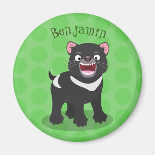 Cute hungry Tasmanian devil cartoon illustration Magnet