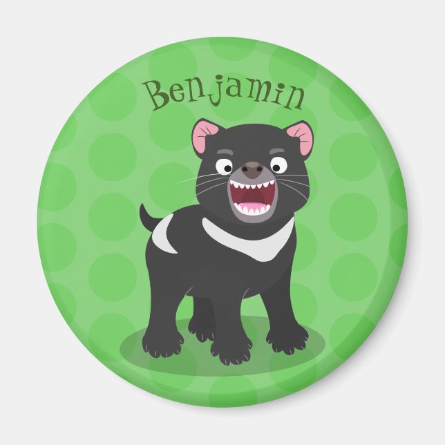 Cute hungry Tasmanian devil cartoon illustration Magnet (Front)