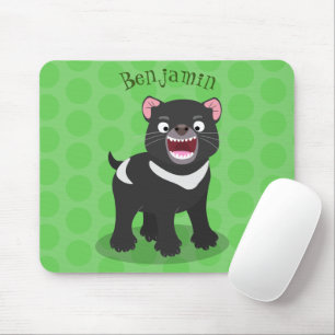 Cute hungry Tasmanian devil cartoon illustration Mouse Mat