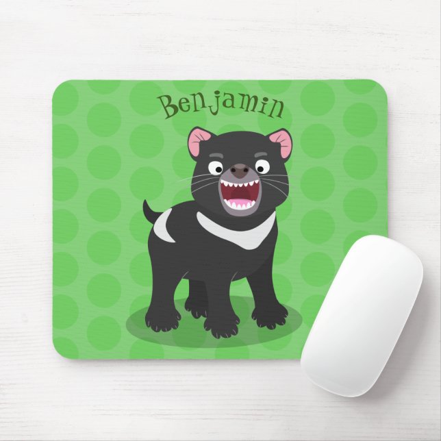 Cute hungry Tasmanian devil cartoon illustration Mouse Mat (With Mouse)