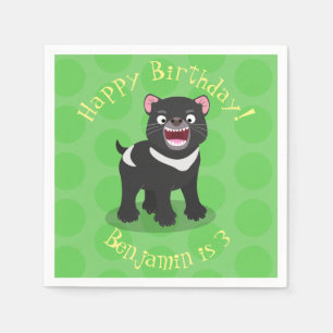 Cute hungry Tasmanian devil cartoon illustration Napkin