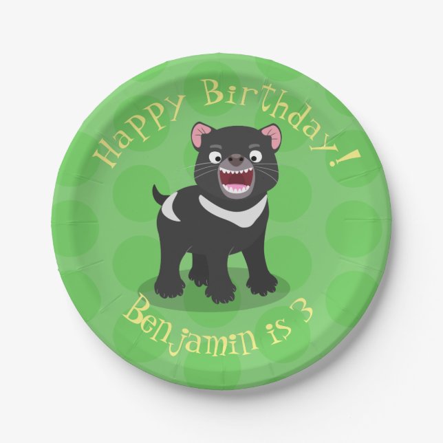 Cute hungry Tasmanian devil cartoon illustration Paper Plate (Front)