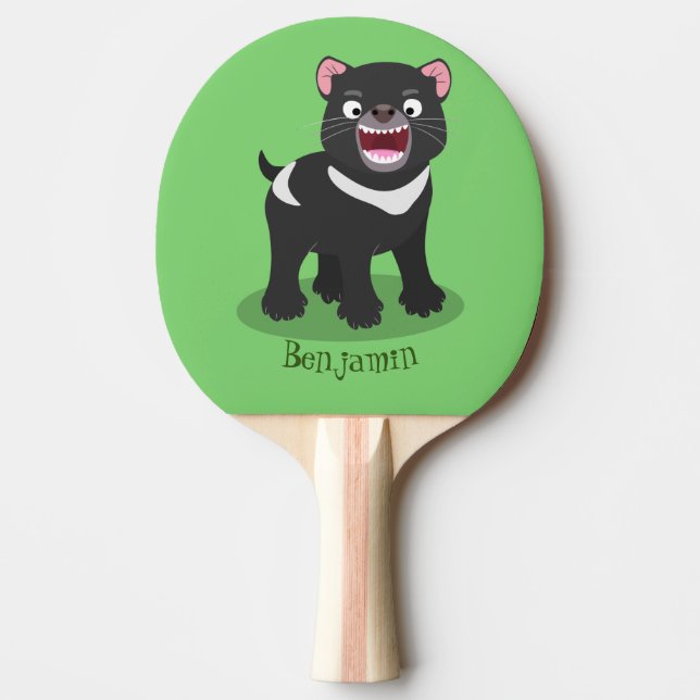 Cute hungry Tasmanian devil cartoon illustration Ping Pong Paddle (Front)