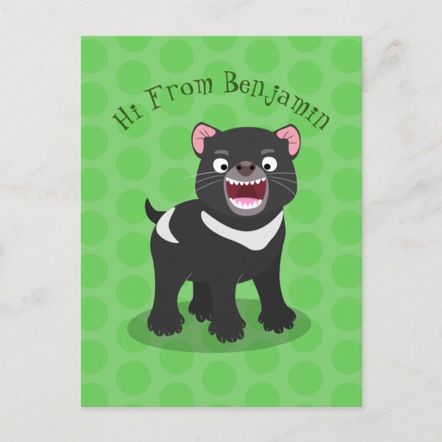 Cute hungry Tasmanian devil cartoon illustration Postcard (Front)