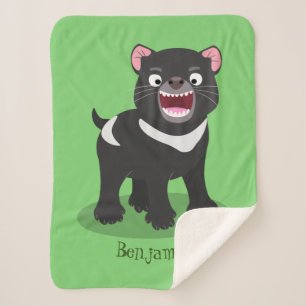 Cute hungry Tasmanian devil cartoon illustration Sherpa Blanket