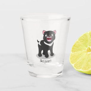 Cute hungry Tasmanian devil cartoon illustration  Shot Glass