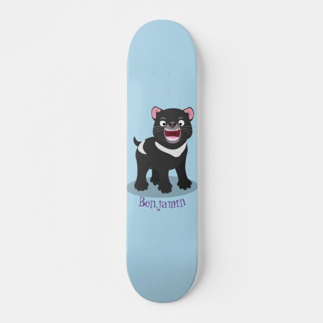 Cute hungry Tasmanian devil cartoon illustration Skateboard (Front)
