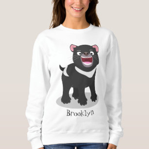 Cute hungry Tasmanian devil cartoon illustration Sweatshirt