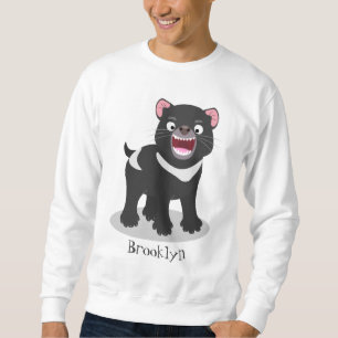 Cute hungry Tasmanian devil cartoon illustration Sweatshirt