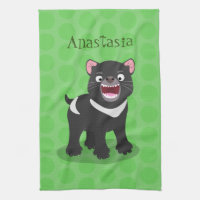Cute hungry Tasmanian devil cartoon illustration