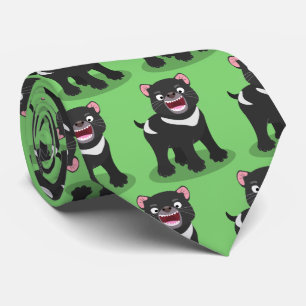 Cute hungry Tasmanian devil cartoon illustration Tie