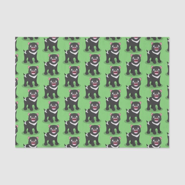 Cute hungry Tasmanian devil cartoon illustration Tissue Paper (Front)