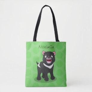 Cute hungry Tasmanian devil cartoon illustration Tote Bag
