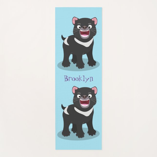 Cute hungry Tasmanian devil cartoon illustration Yoga Mat (Front)