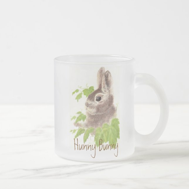 Cute Hunny Bunny Rabbit, Glass Mug (Right)