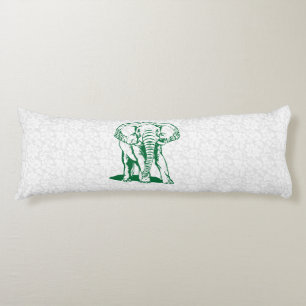 Cute Hunter Green Elephant Line Drawing Body Cushion