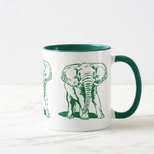 Cute Hunter Green Elephant Line Drawing Mug