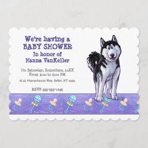 Cute Husky Baby Shower Invitation