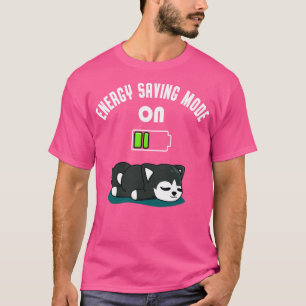 Cute Husky Battery Low Energy Tired Dog Fun  T-Shirt