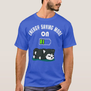 Cute Husky Battery Low Energy Tired Dog Fun T-Shirt