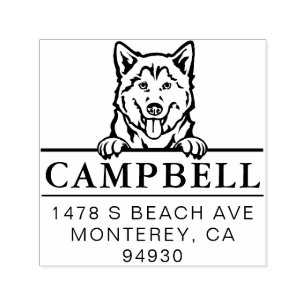 Cute Husky Custom Dog Address Stamp 