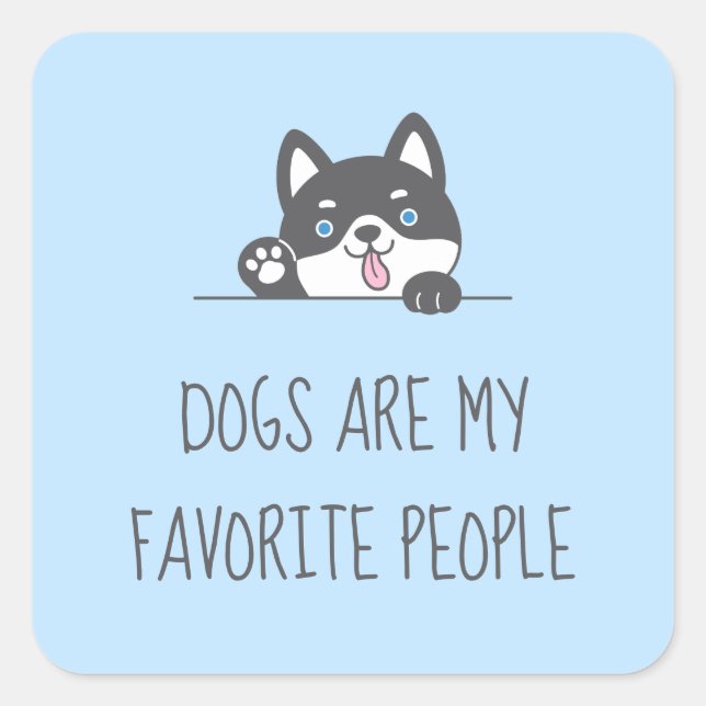 Cute Husky Dog Blue Quote Square Sticker (Front)