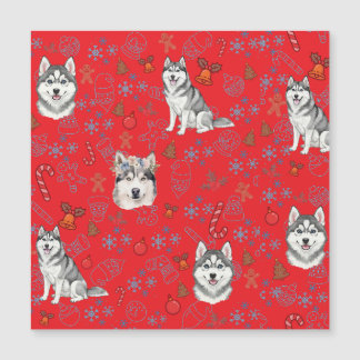 Cute Husky Dog Christmas Winter Seamless Pattern 