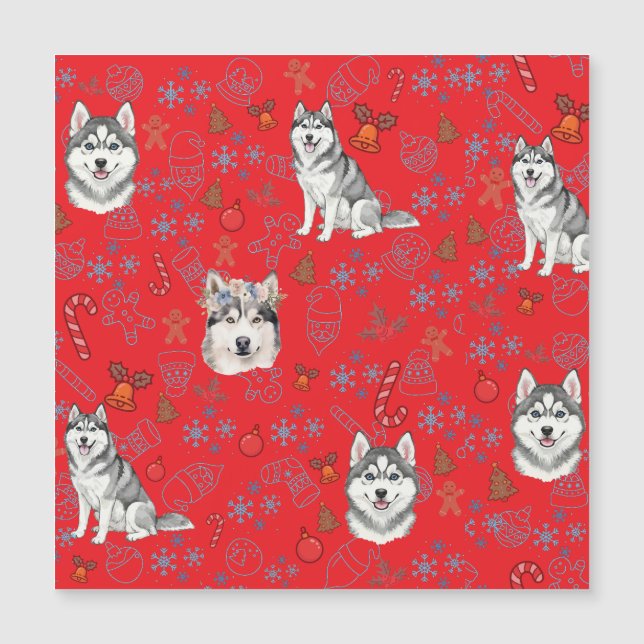 Cute Husky Dog Christmas Winter Seamless Pattern  (Front)