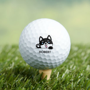 Cute Husky Dog Custom Name Golf Balls
