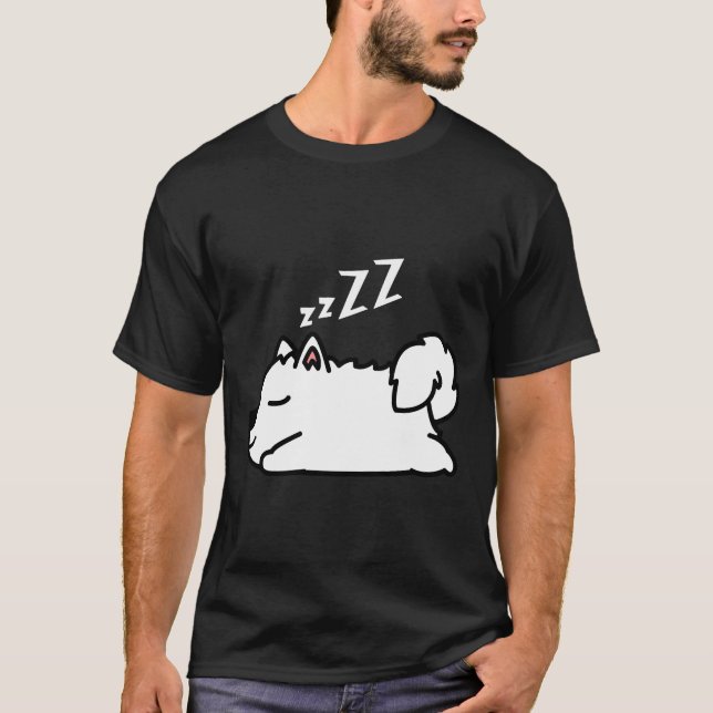 Cute Husky Dog Puppy Sleeping T-Shirt (Front)