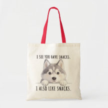 Cute Husky Dog Snacks Quote Funny Minimalist