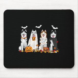 Cute Husky Dogs Ghost Mummy Witch Spooky Halloween Mouse Mat