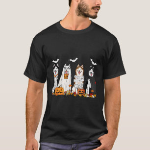 Cute Husky Dogs Ghost Mummy Witch Spooky Halloween T-Shirt