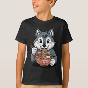 Cute Husky Eating Ramen Japanese Kawaii Dog Noodle T-Shirt