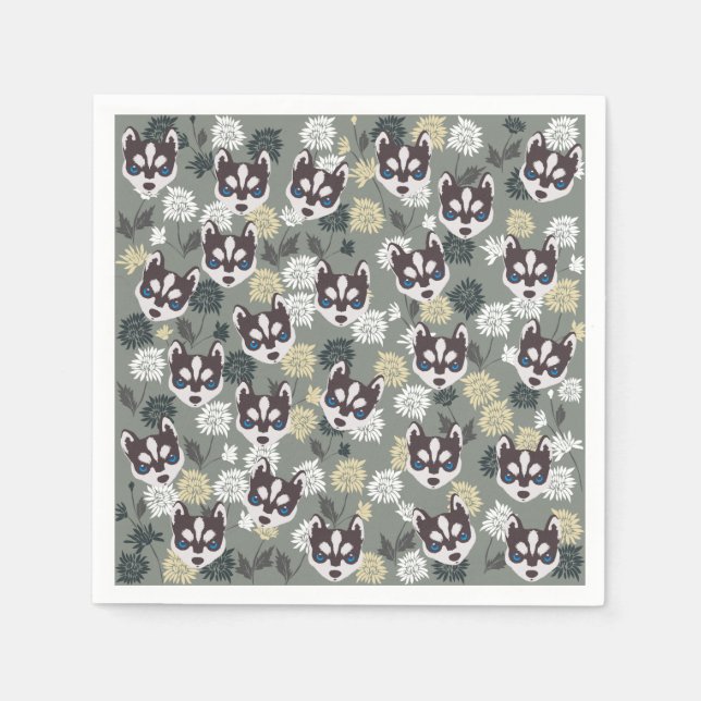 Cute Husky Paper Napkins (Front)
