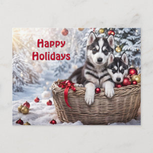 Cute Husky Puppies Huskies Christmas Holiday