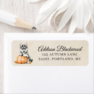 Cute Husky Puppy Fall Orange Pumpkin Return
