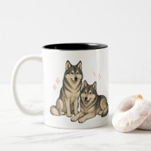Cute Husky & Wolf Duo Mug | Siberian Husky Lovers