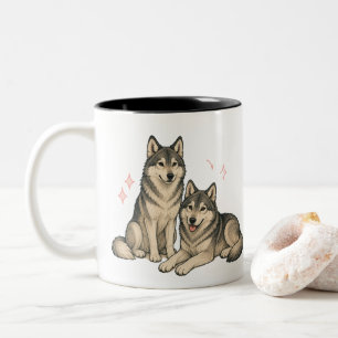 Cute Husky & Wolf Duo Mug Siberian Husky Lovers