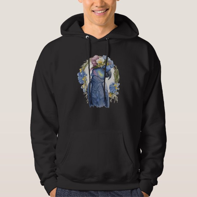 Cute Hyacinth Macaw Parrot Bird Flower Crown Pet B Hoodie (Front)