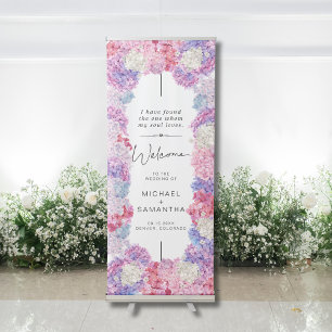 Cute Hydrangea Flower Custom Wedding Retractable Banner